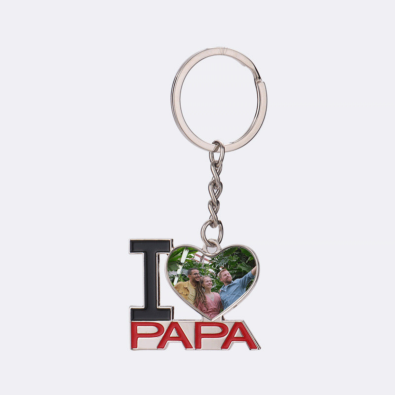 Wholesale Heat Transfer Blank PAPA Valentine's Day Blank Metal Keychain